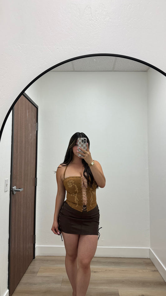 Brown cowgirl corset top