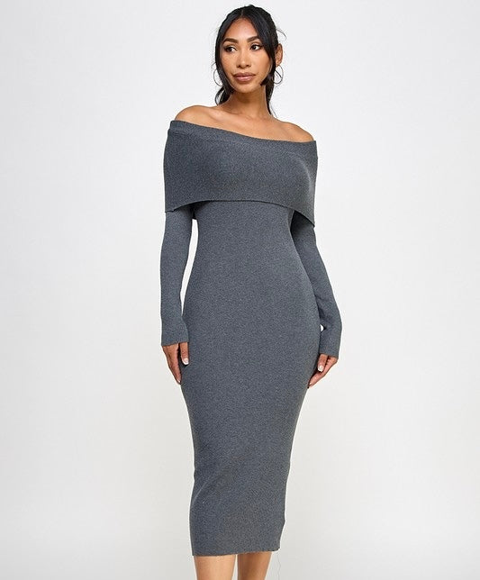 Knitted off shoulder dress
