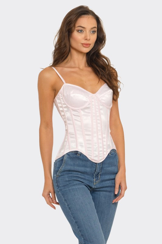 Satin light bustier top