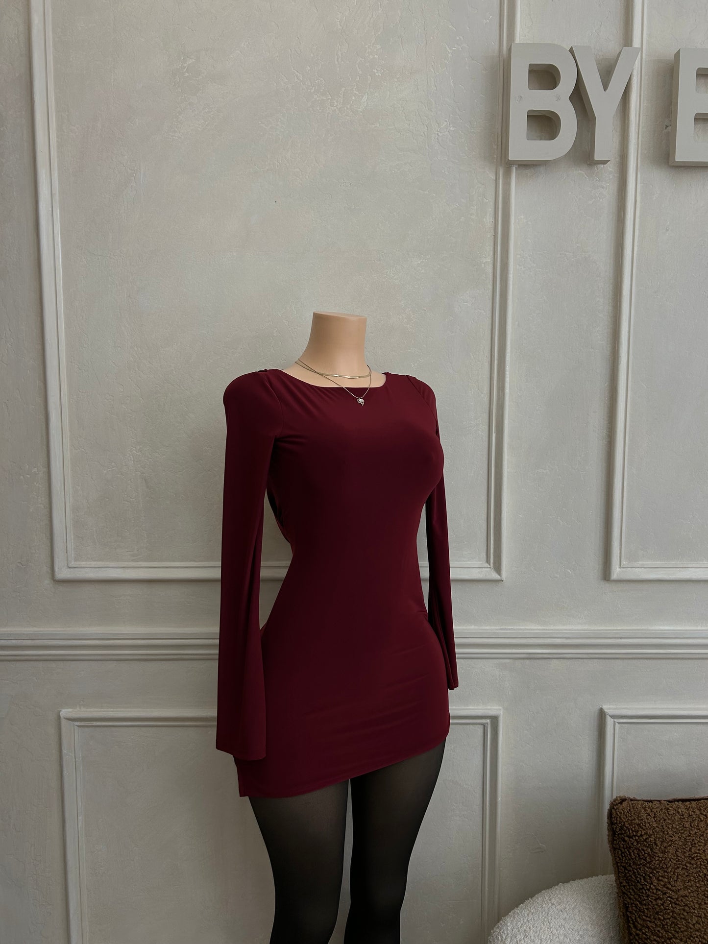Burgundy back cowl neck