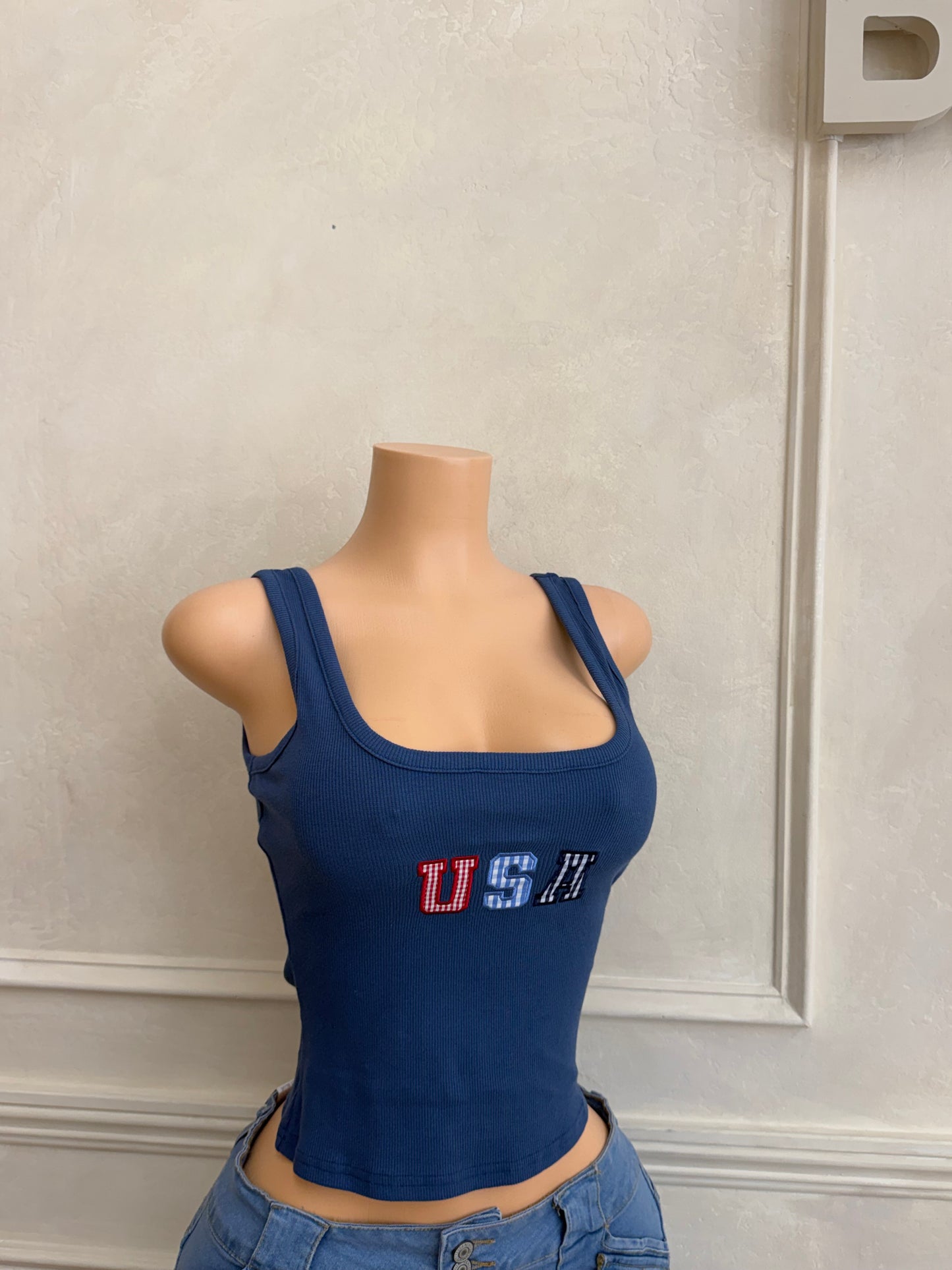 u.s.a blue tank shirt