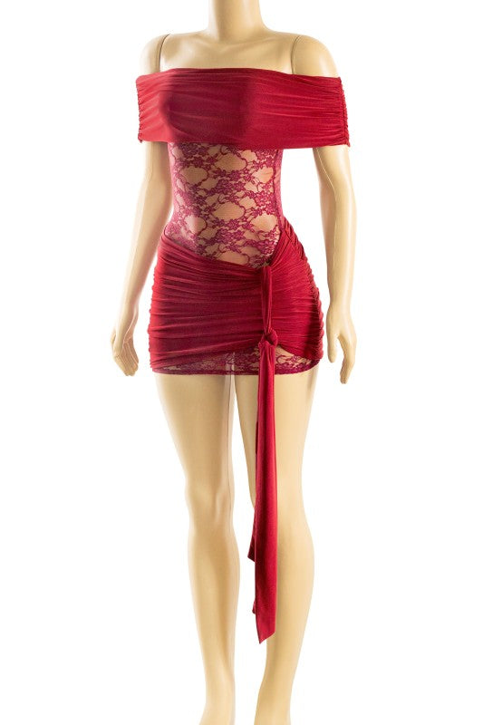 Burgundy lace dress