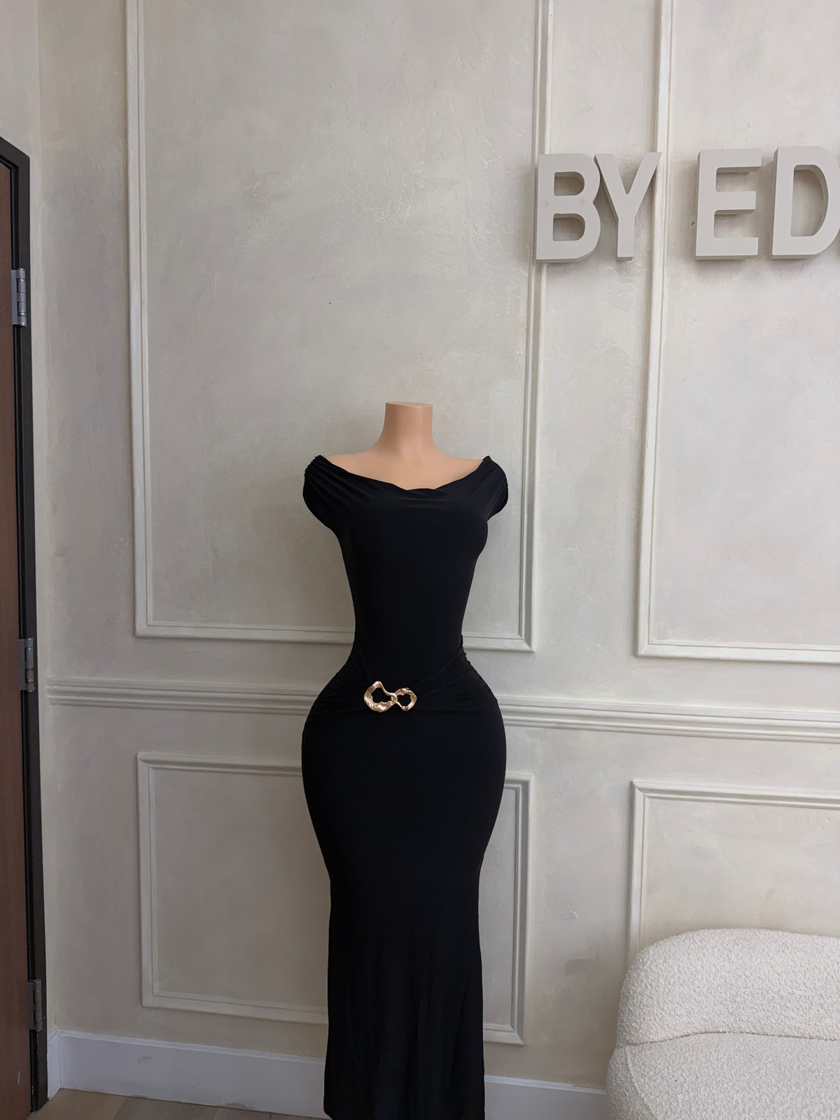 Black off shoulder maxi dress