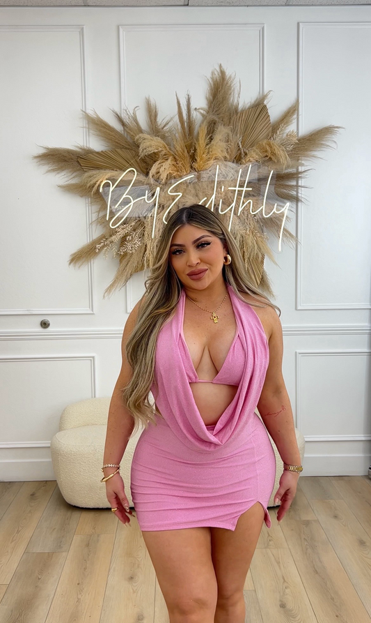 Sexy glitter halter top and skirt set