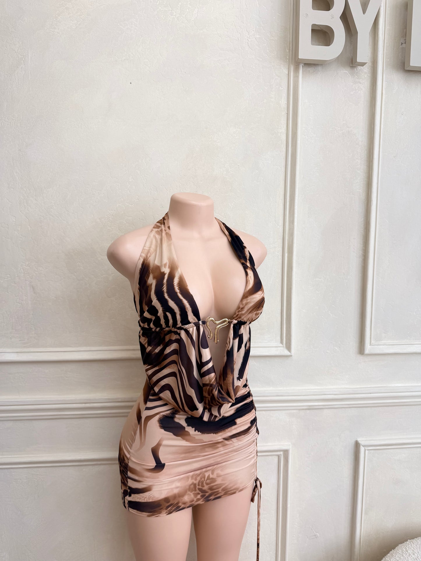 Brown animal 2pc skirt set