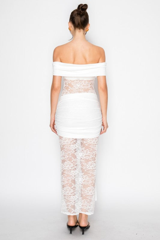 White lace maxi dress