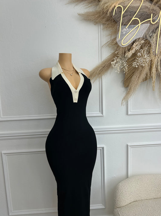 eva ribbed collard dress