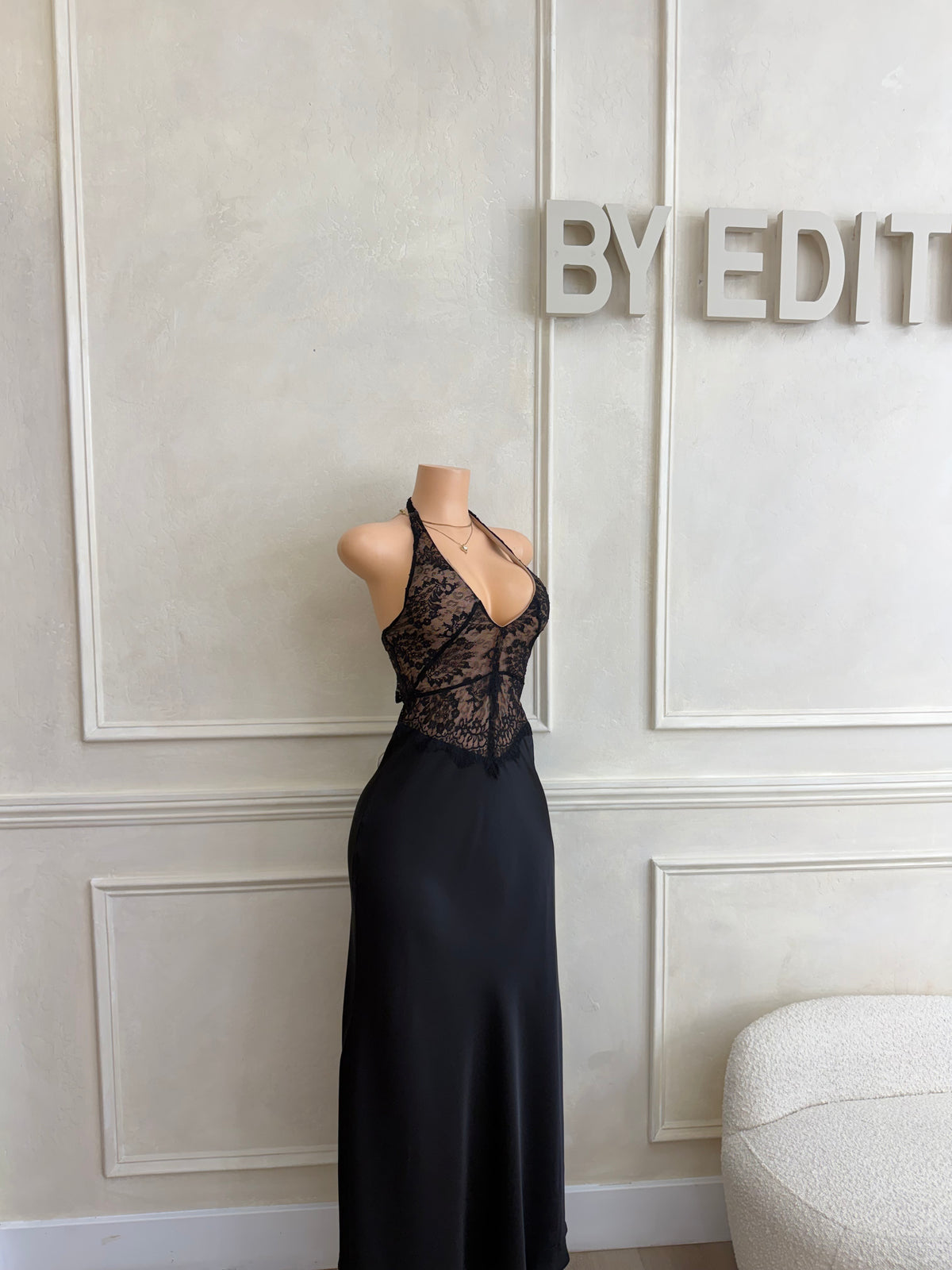 Lace black maxi dress