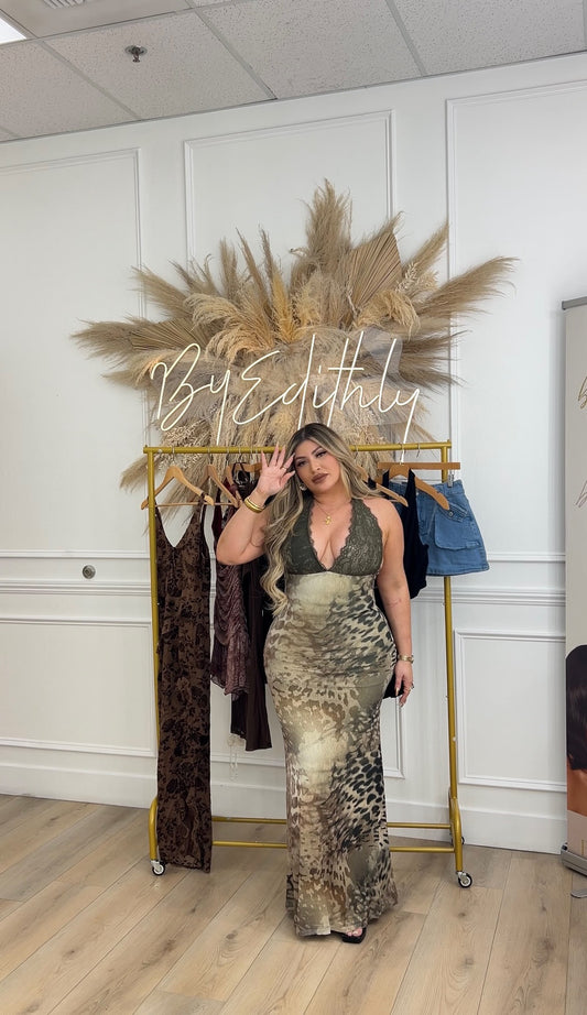 Olive  halter dress