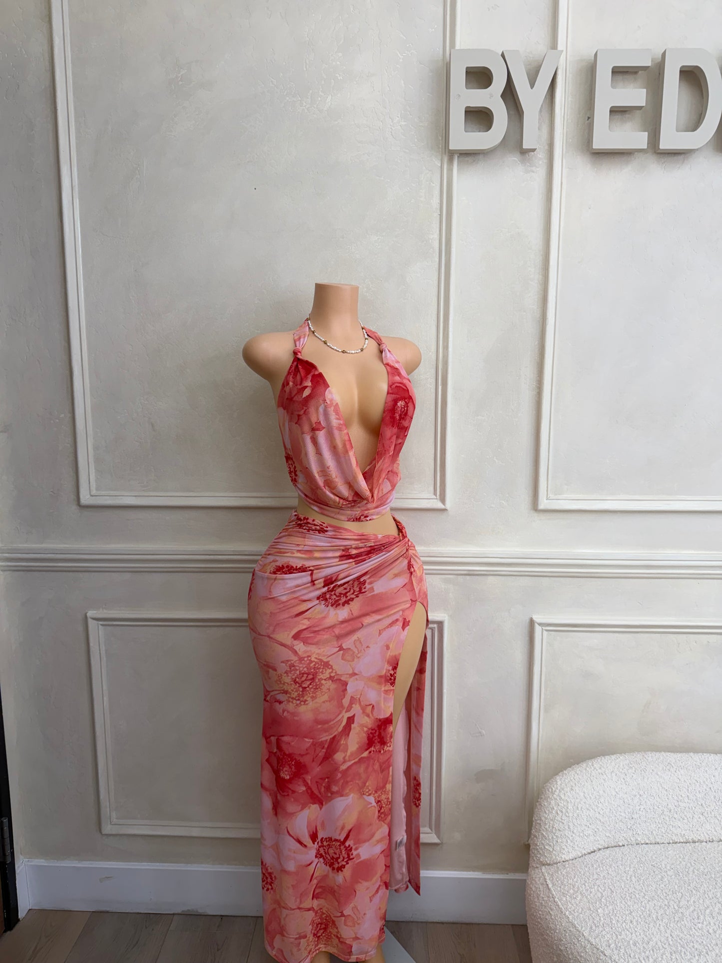Pink floral maxi set