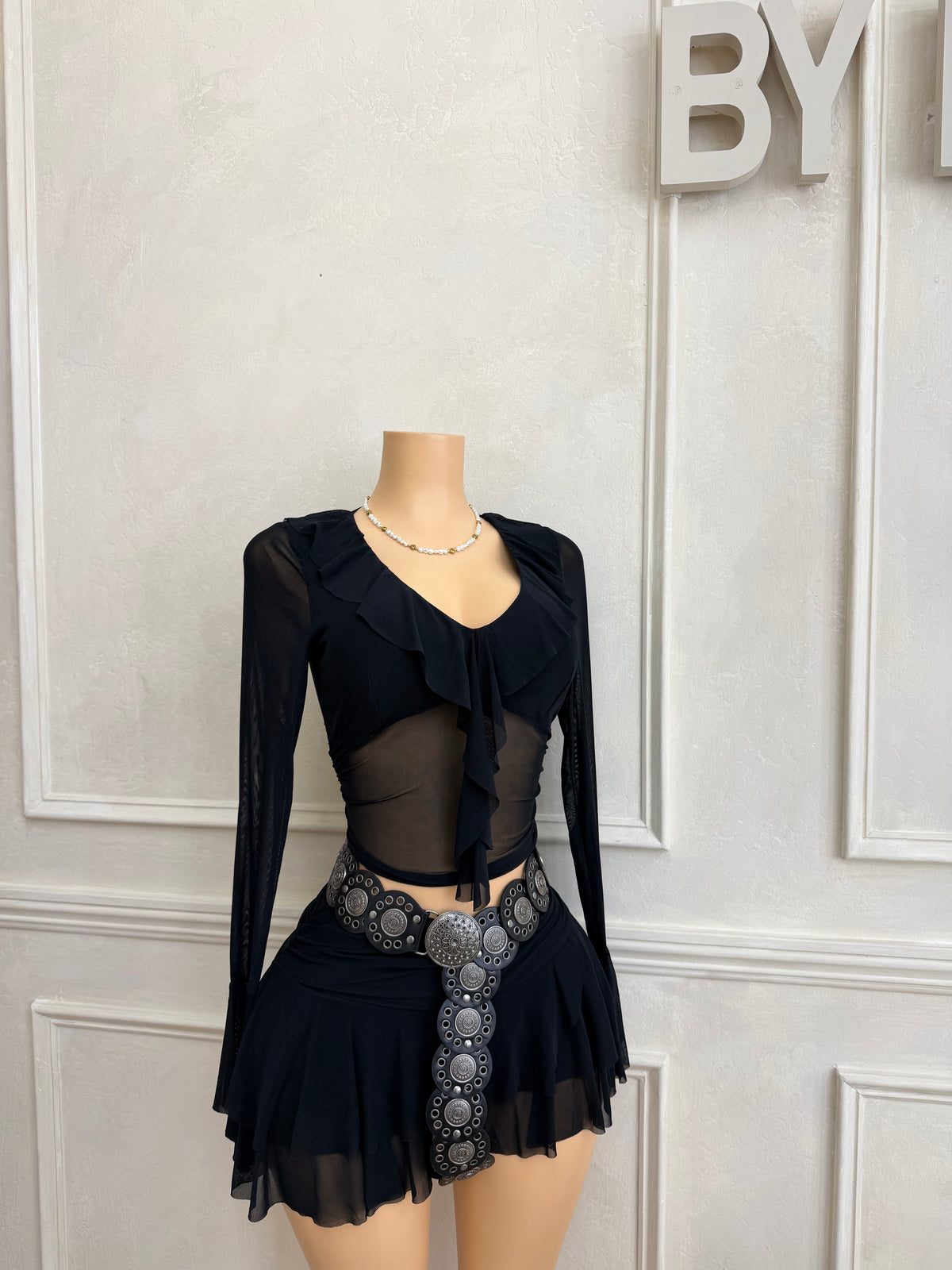 Top and mini skirt set