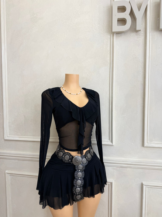 Top and mini skirt set