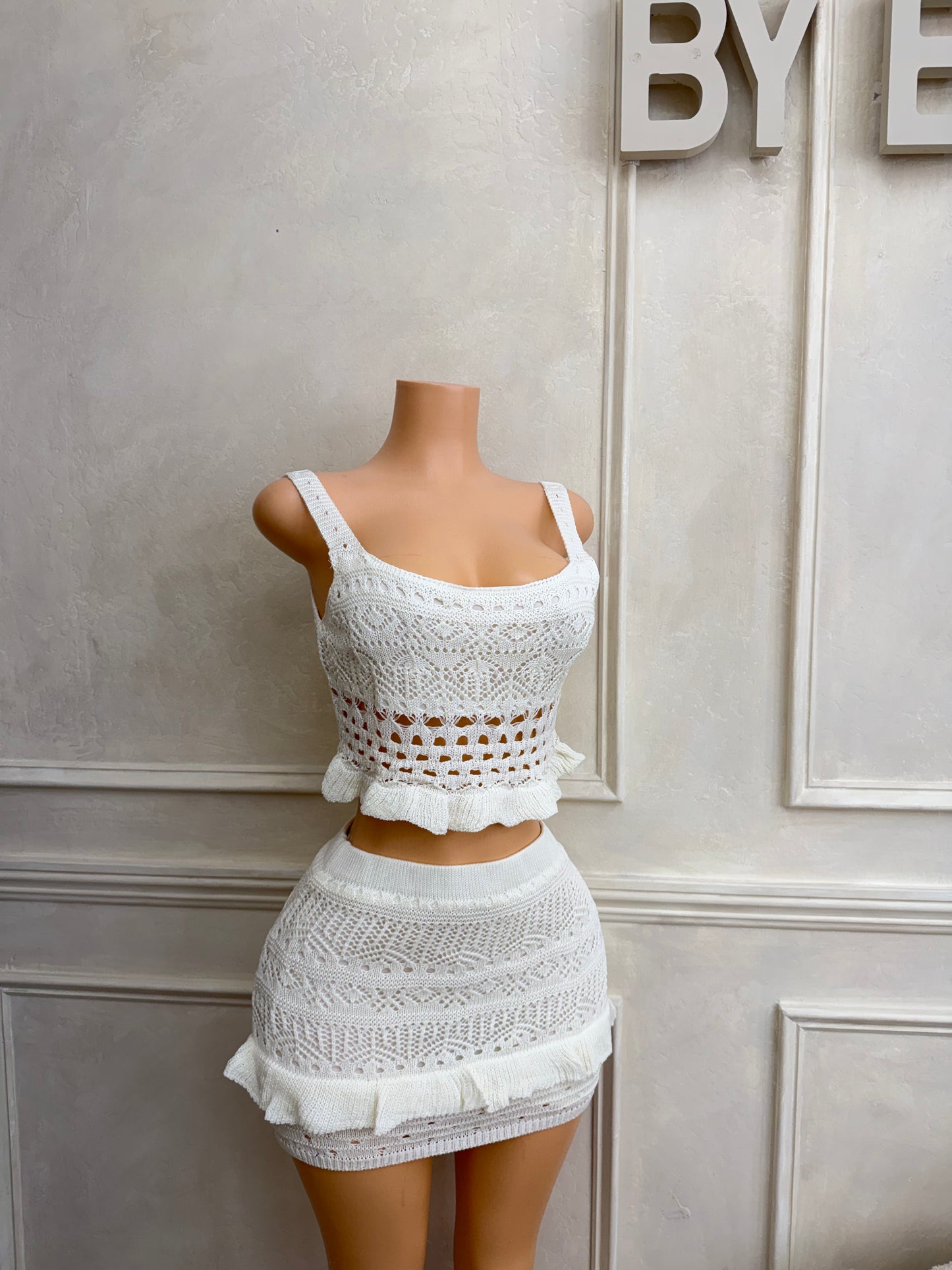 Knitted top and skirt set