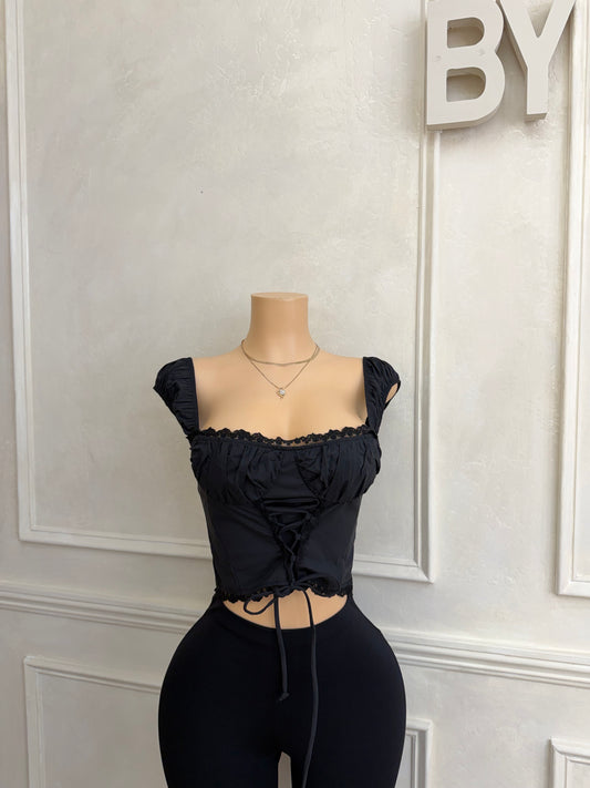 Black corset cotton top