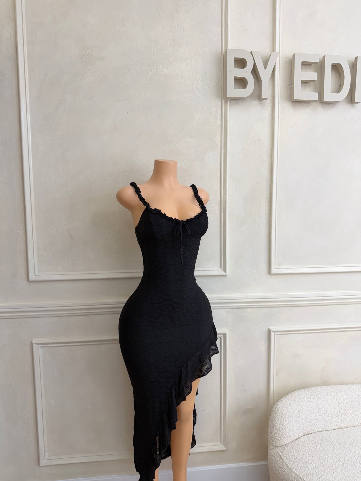 Black ruffle dress