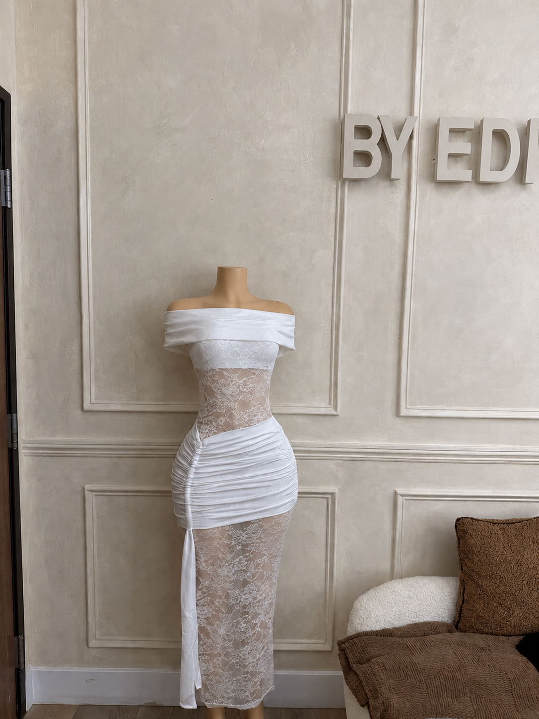 White lace maxi dress