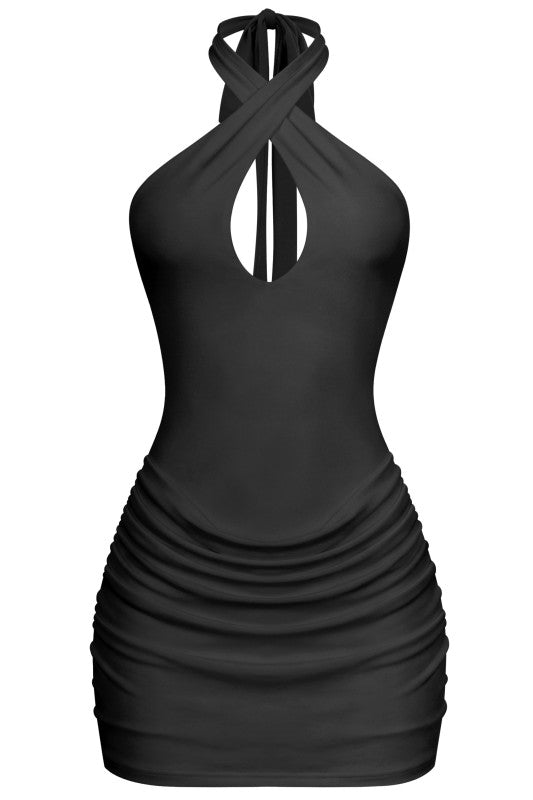 Black mini dress with shorts