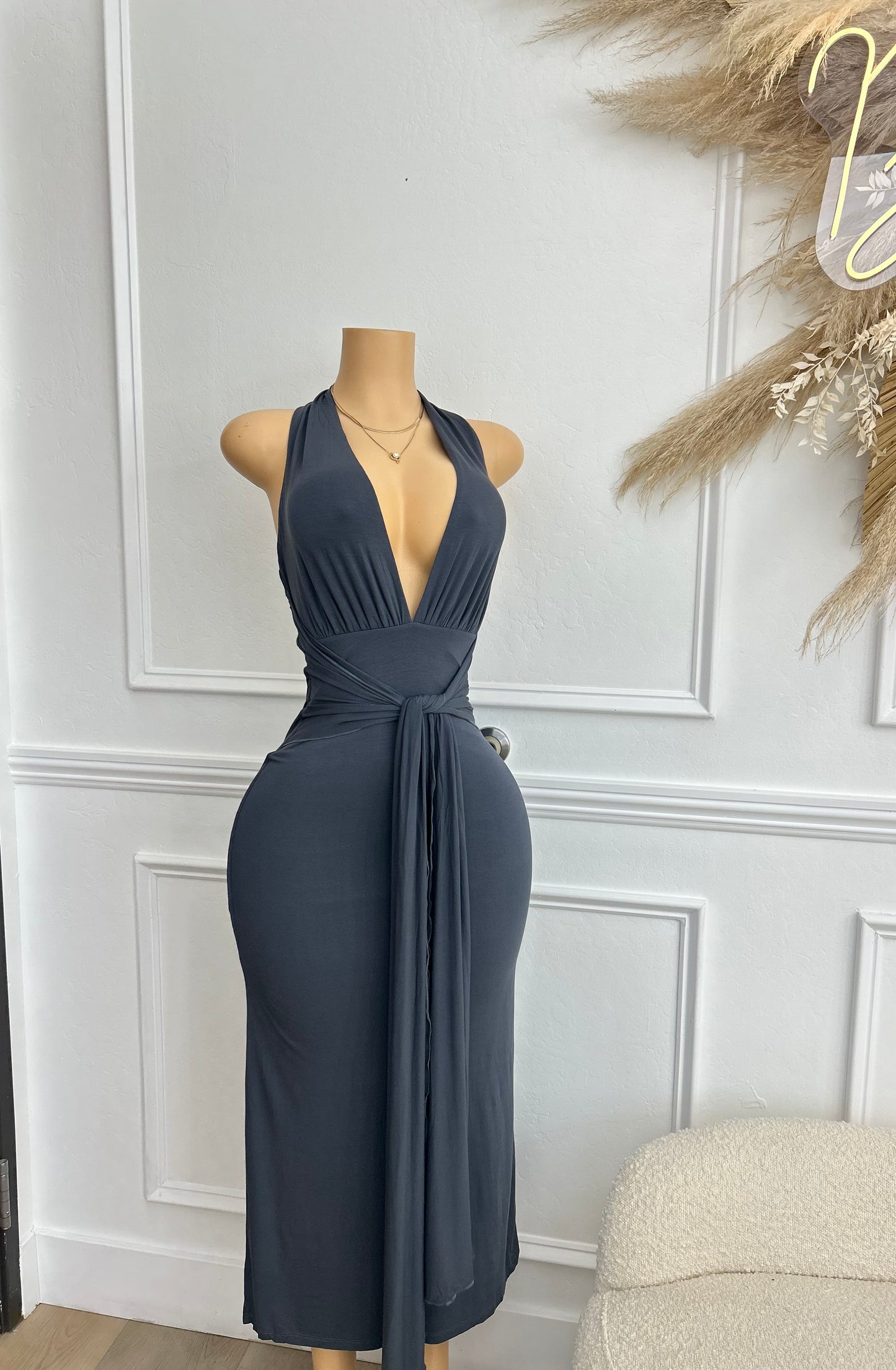 Pewter midi dress