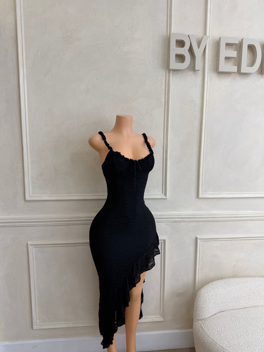 Black ruffle dress