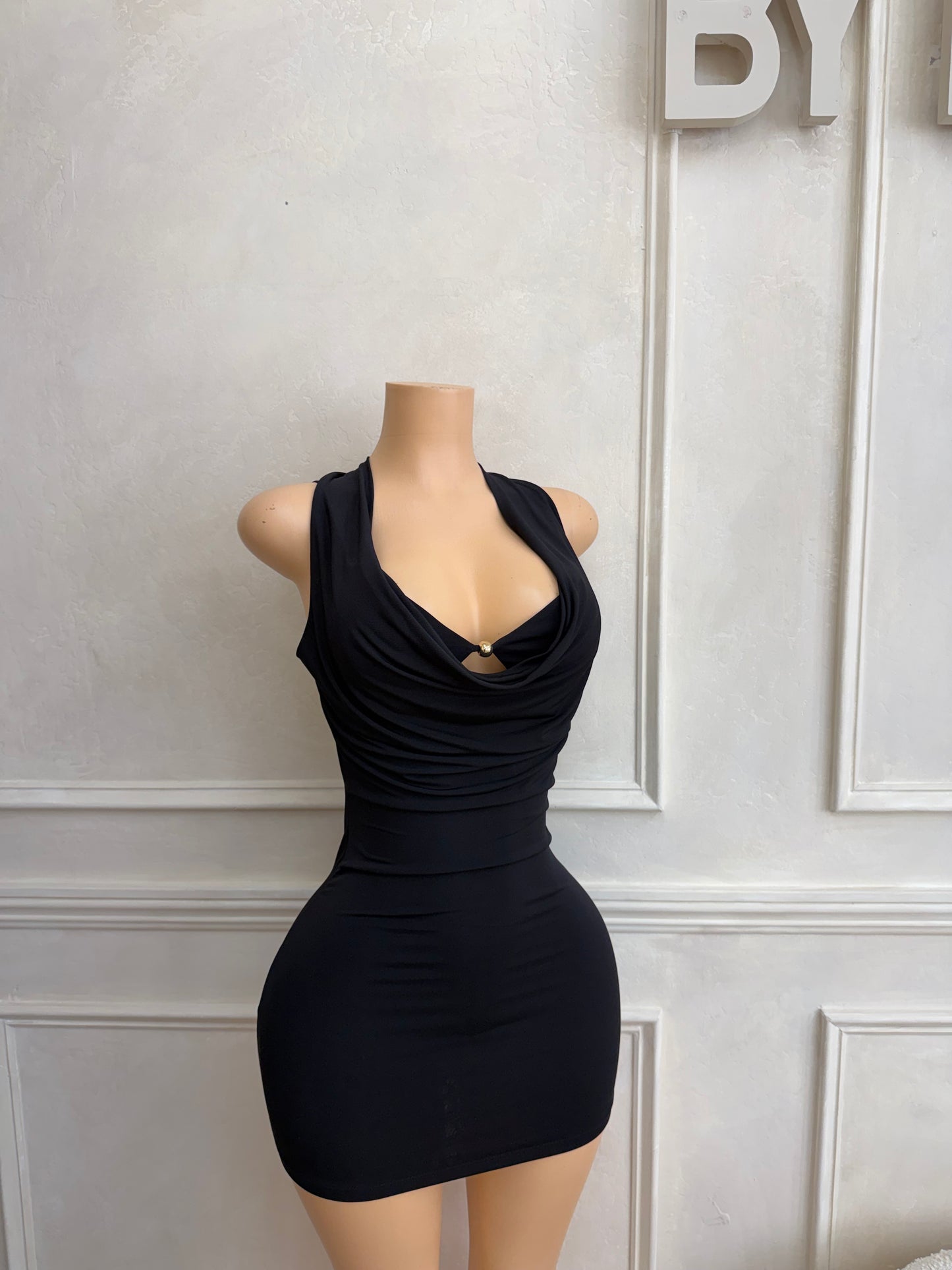 Cowl neck halter dress