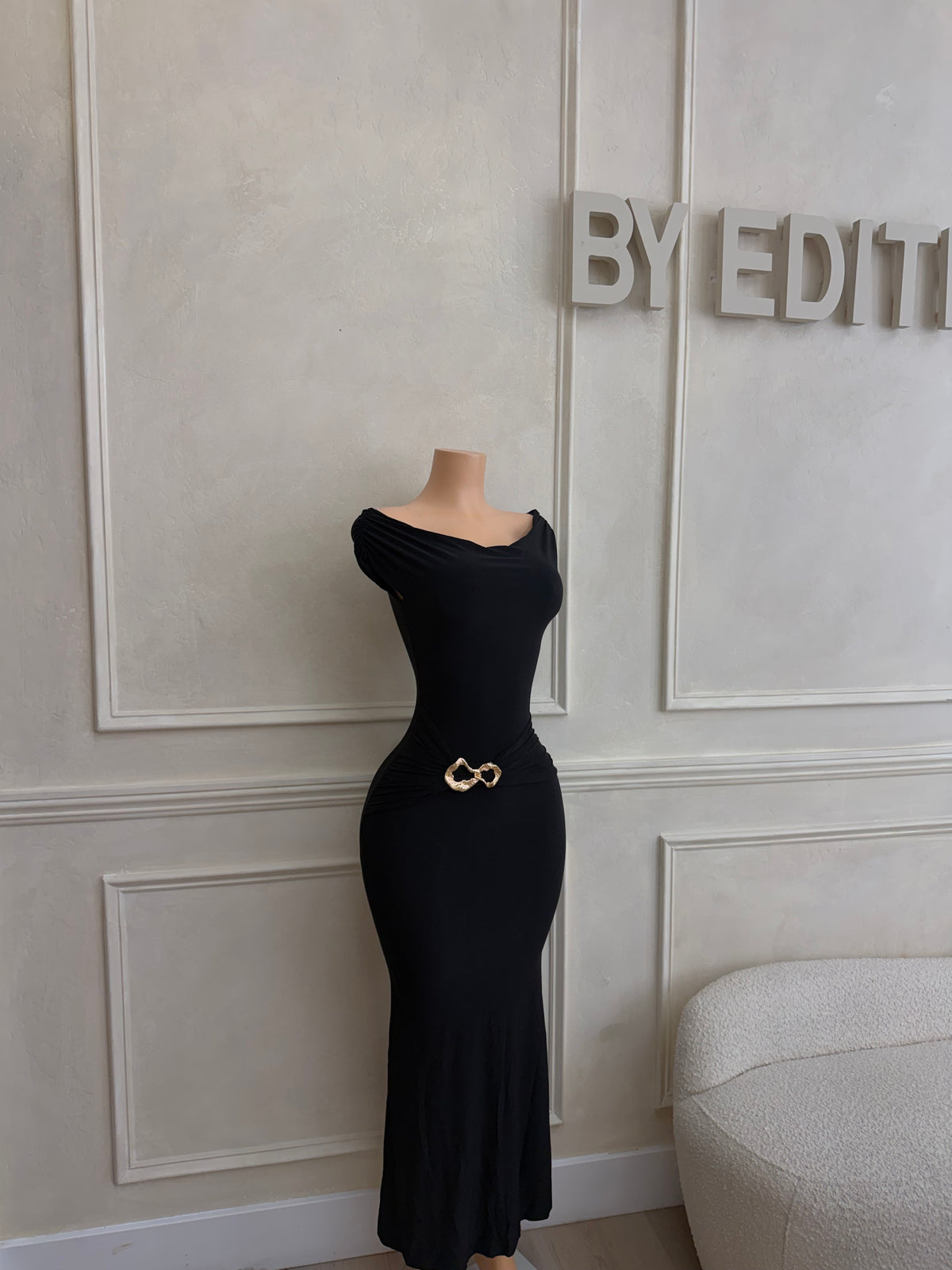 Black off shoulder maxi dress