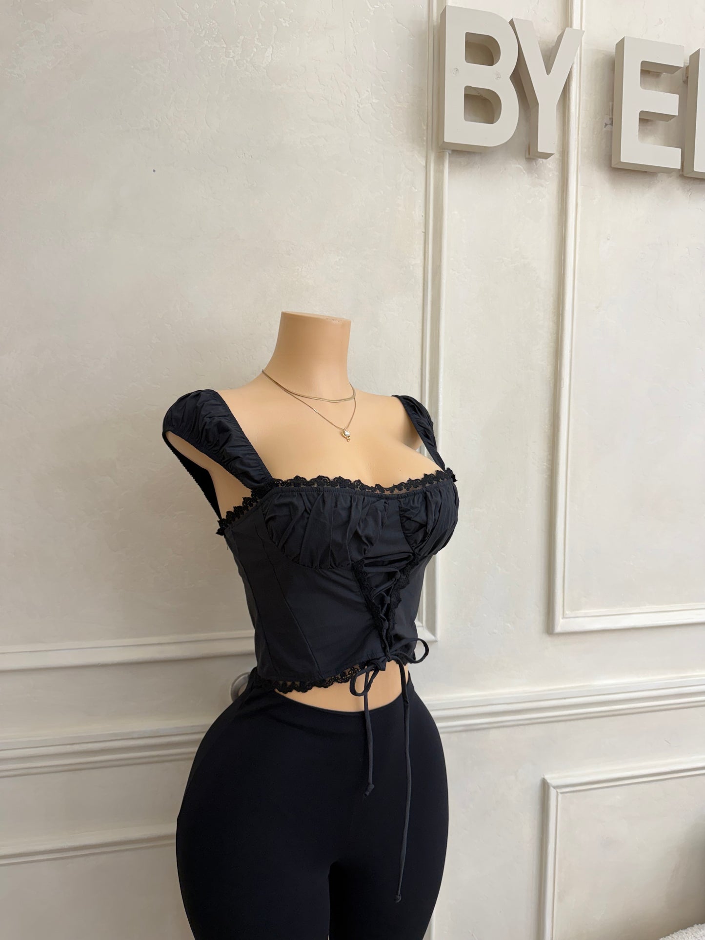 Black corset cotton top