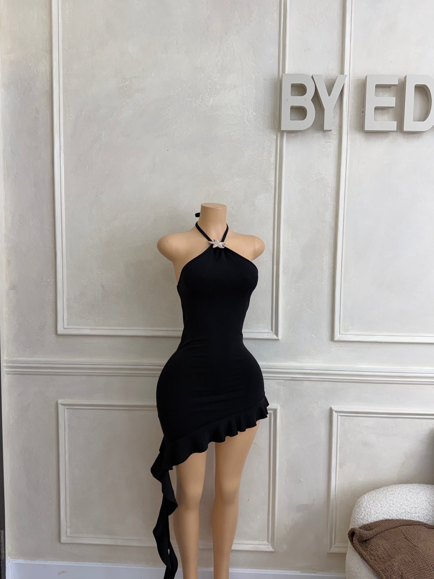 Black ruffle dress