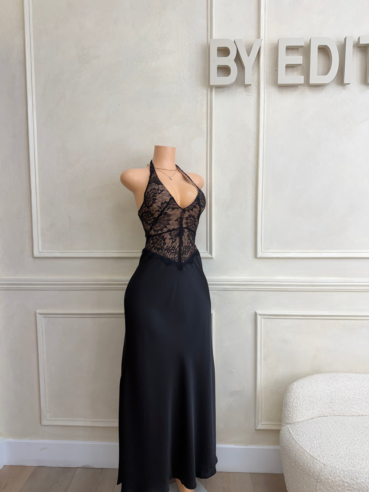 Lace black maxi dress