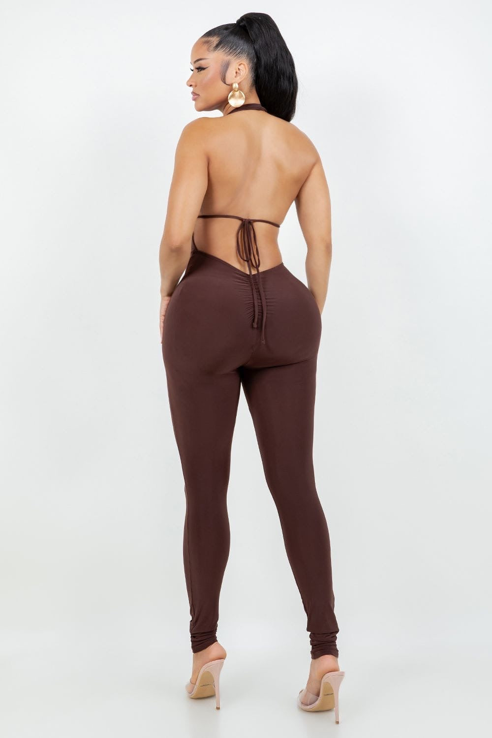 Brown halter jumpsuit