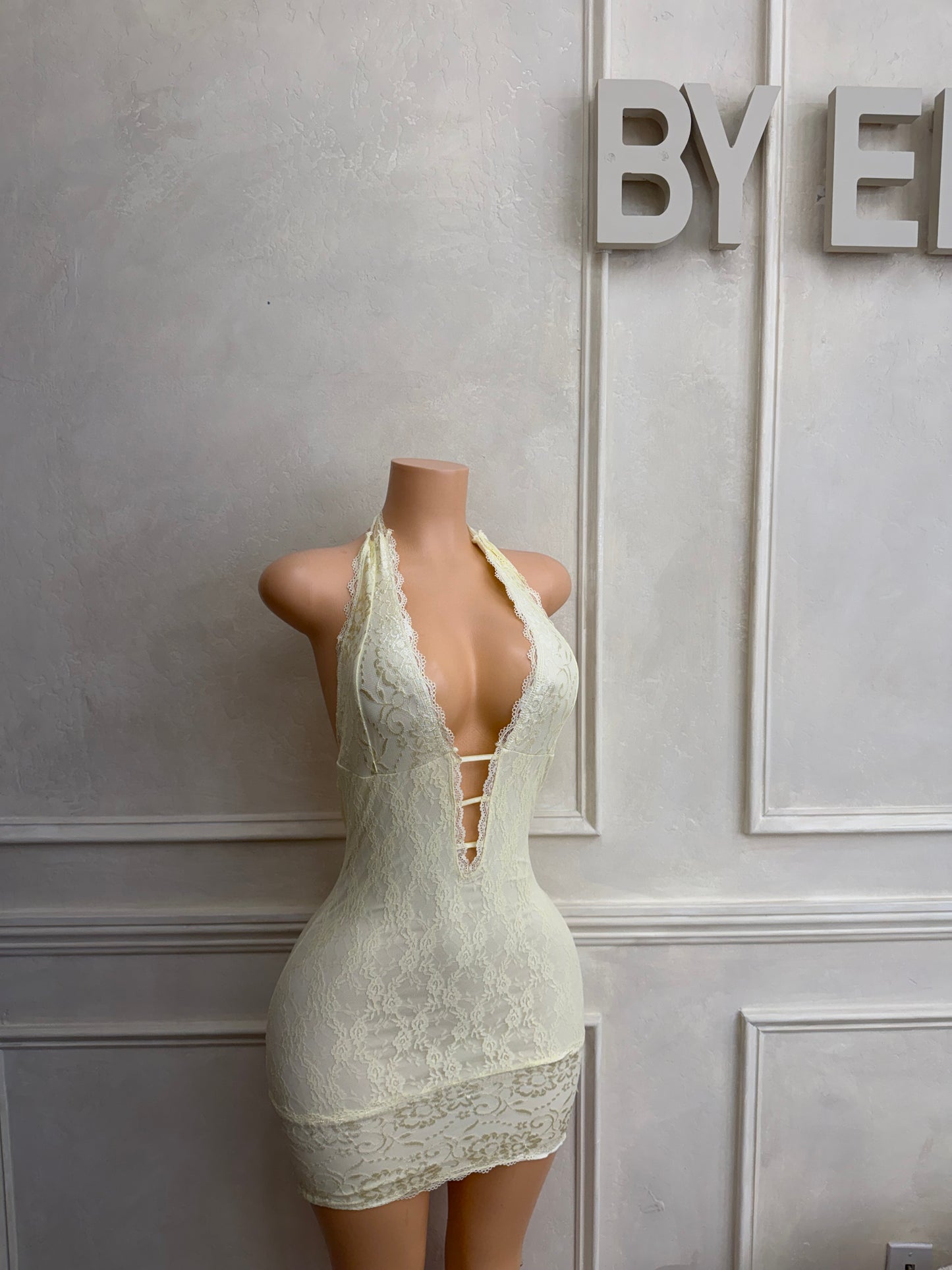 Butter yellow lace dress