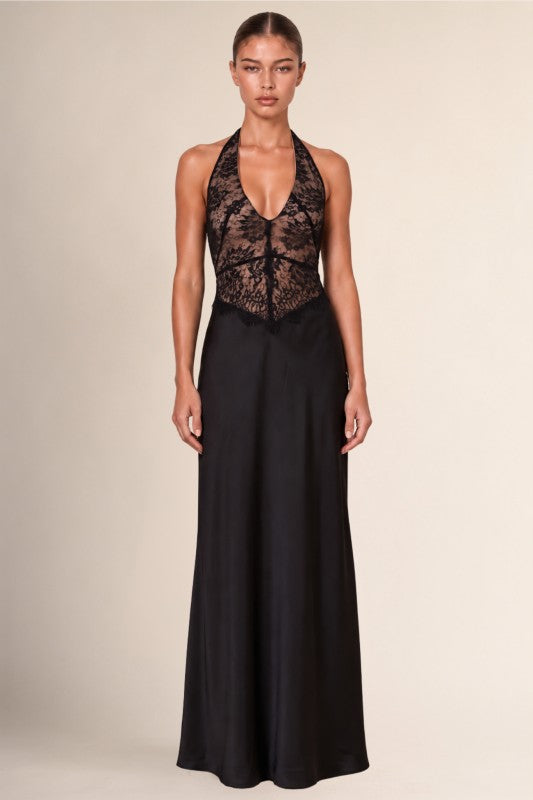 Lace black maxi dress