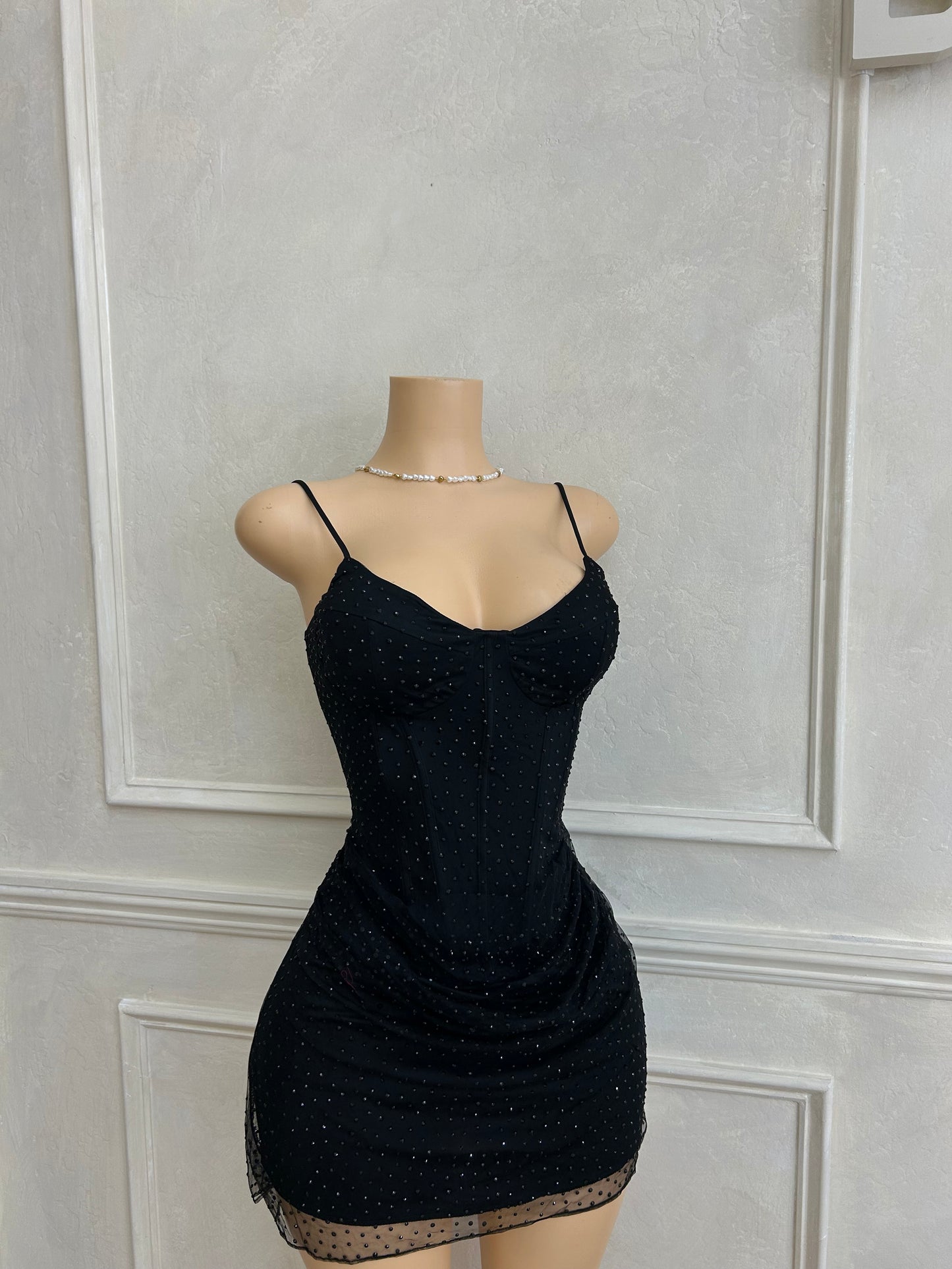Black rhinestone corset dress