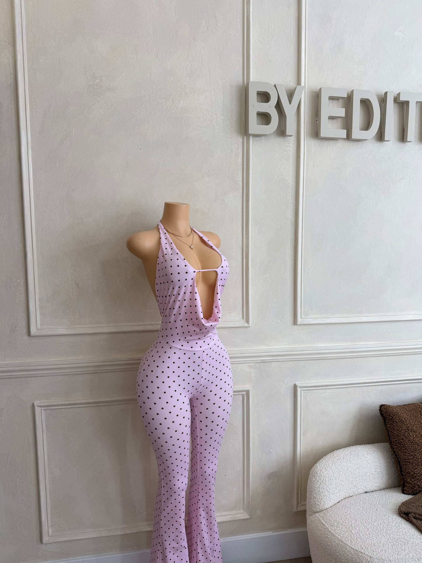 Pink polka dot jumpsuit