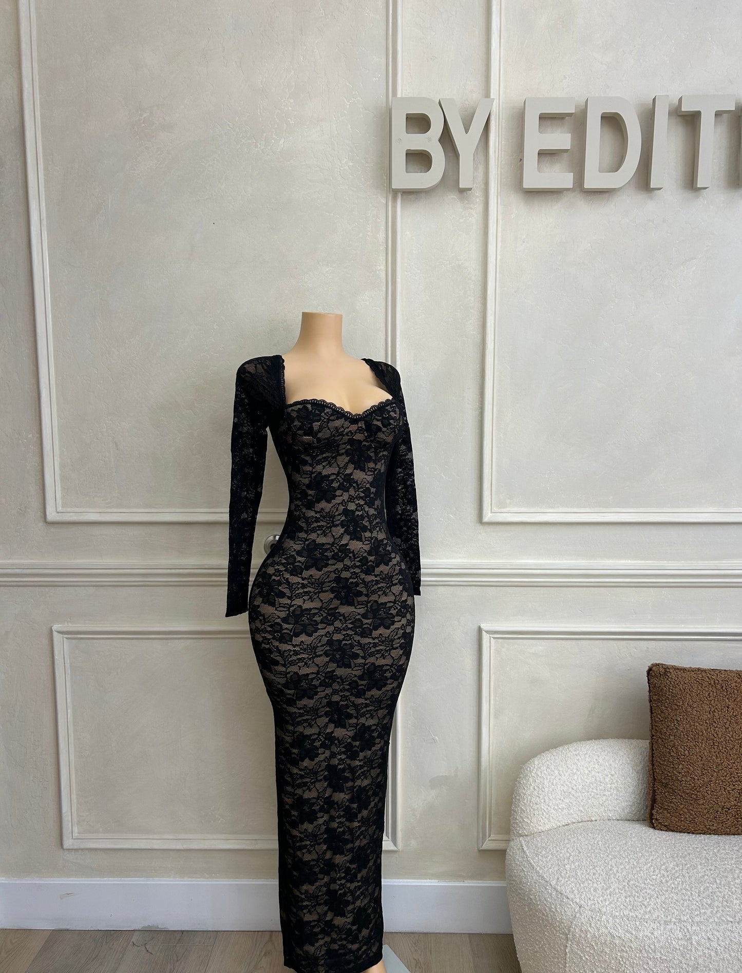 Black lace maxi dress