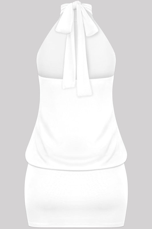High halter cowl neck dress