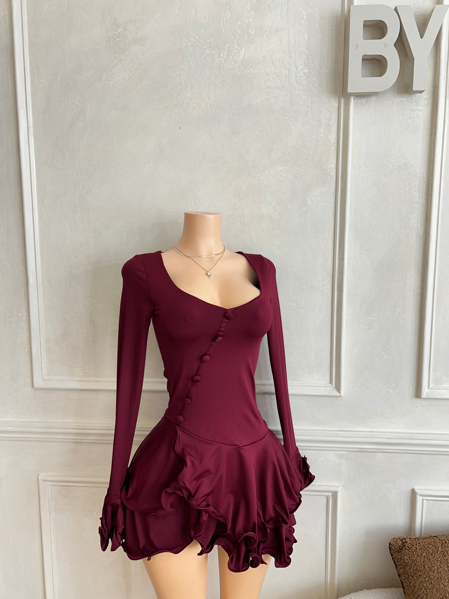Burgundy taliah mini dress