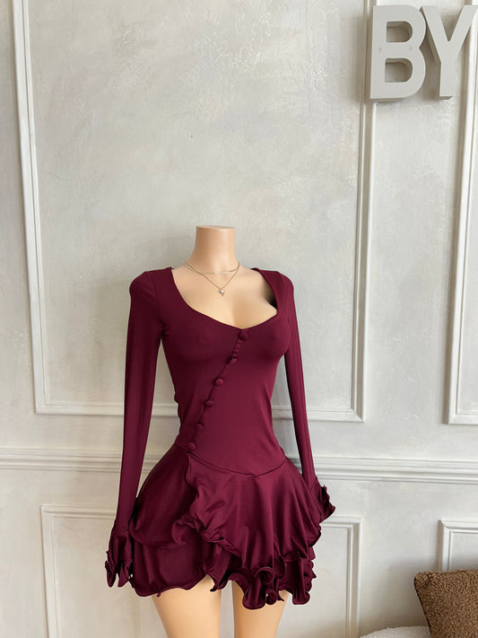 Burgundy taliah mini dress