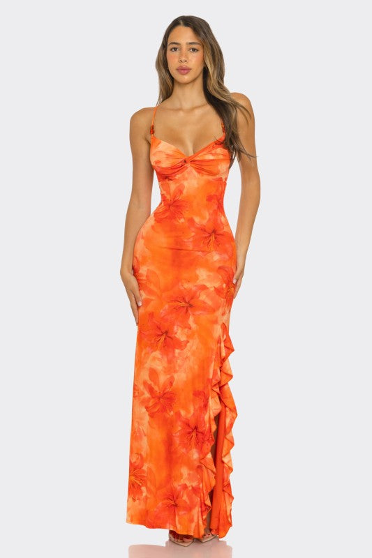 Mesh maxi dress with open back