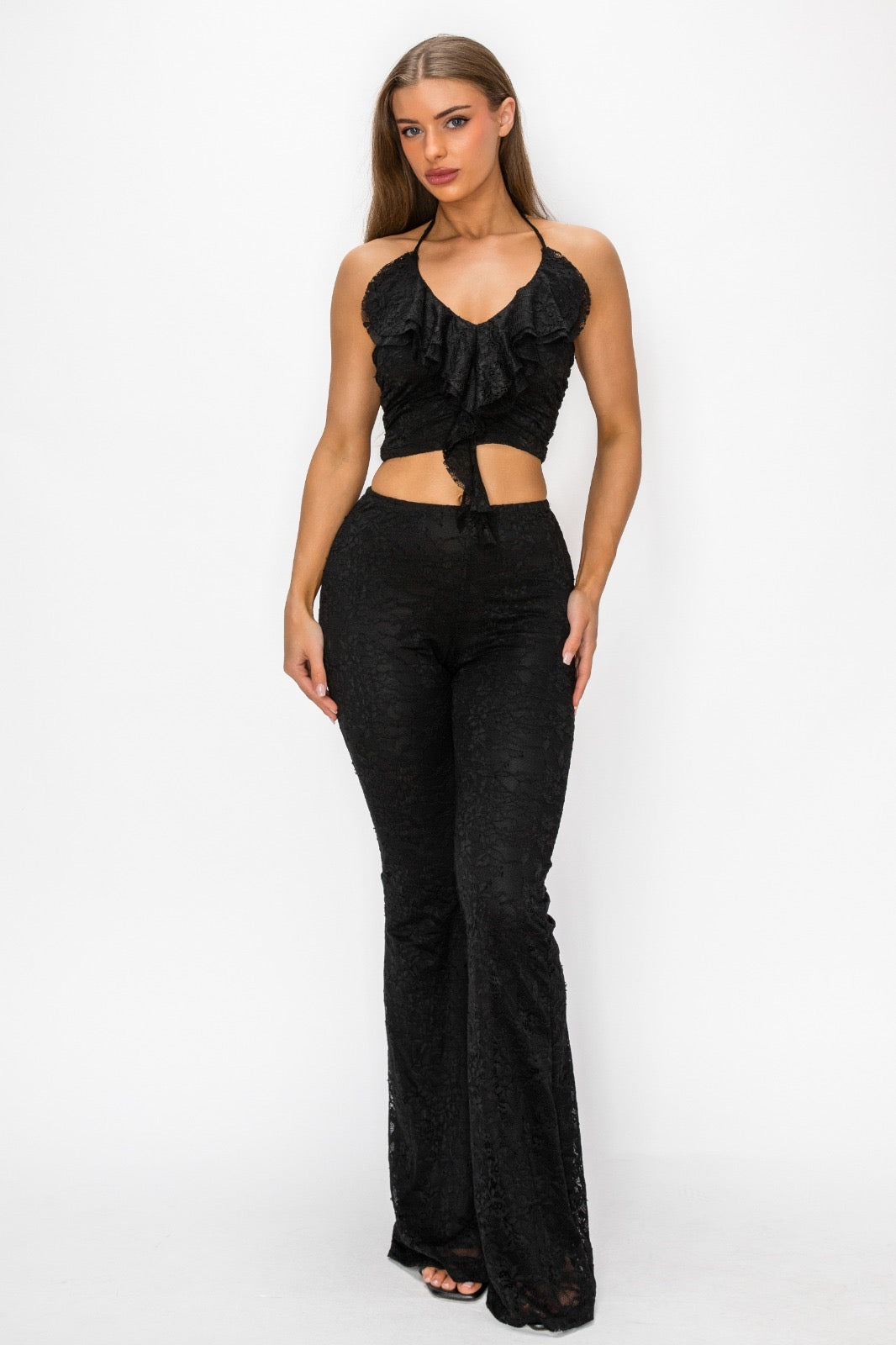Black pant top set