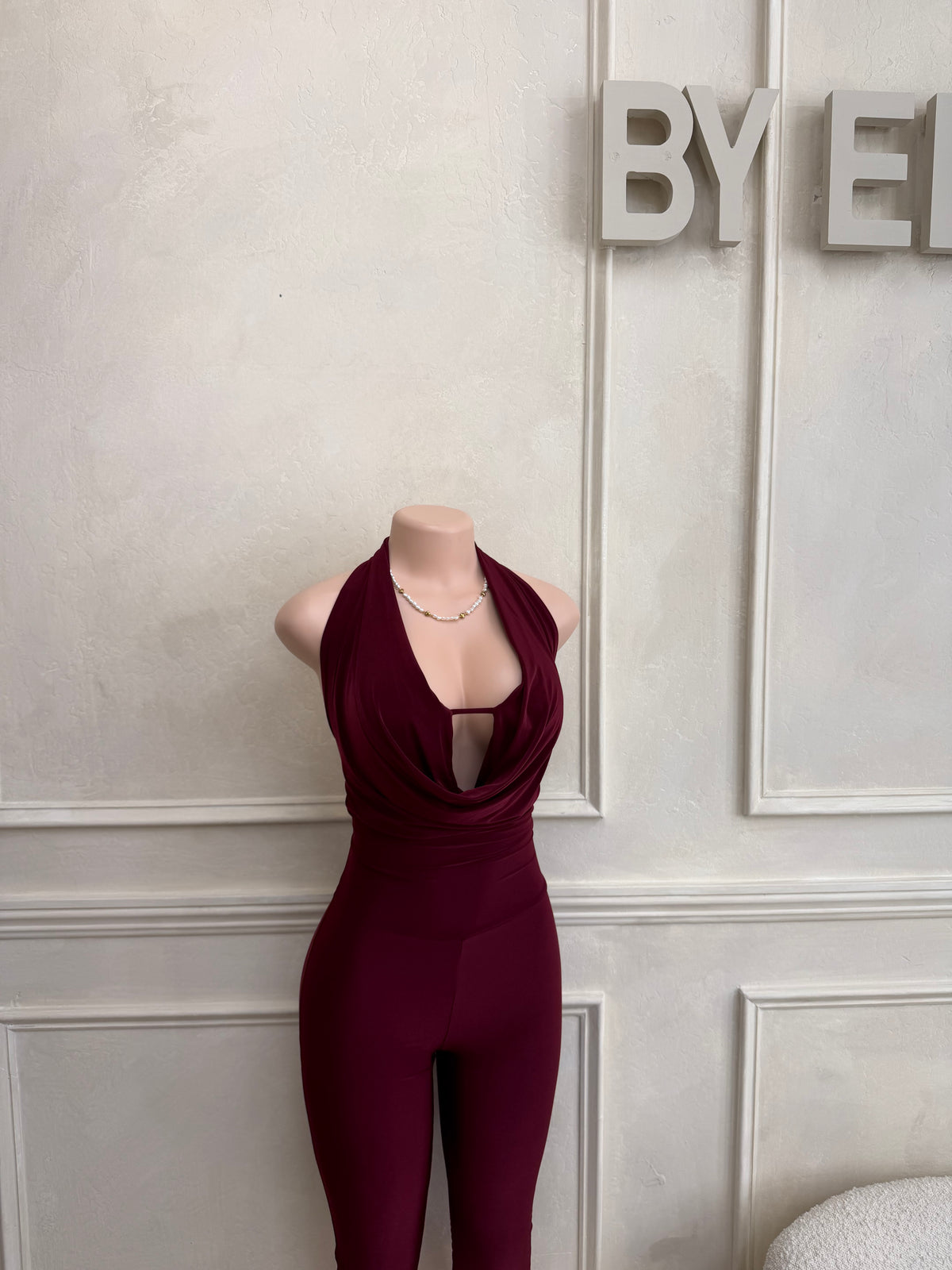 Burgundy capri jumpsuit