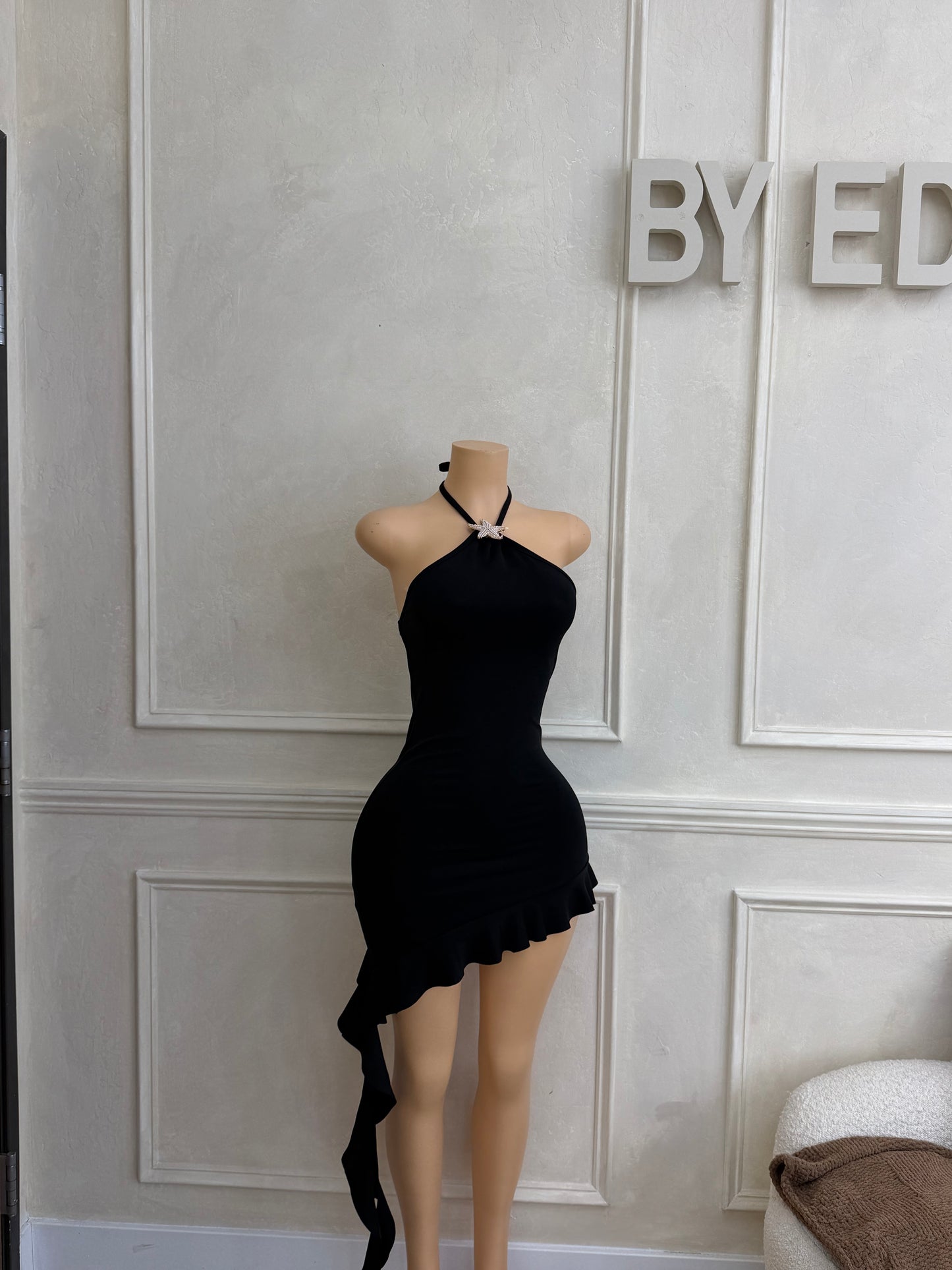 Black ruffle dress