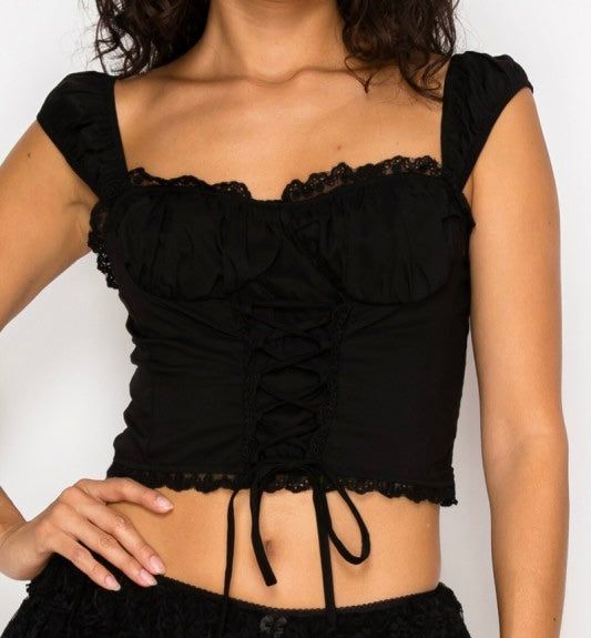 Black corset cotton top