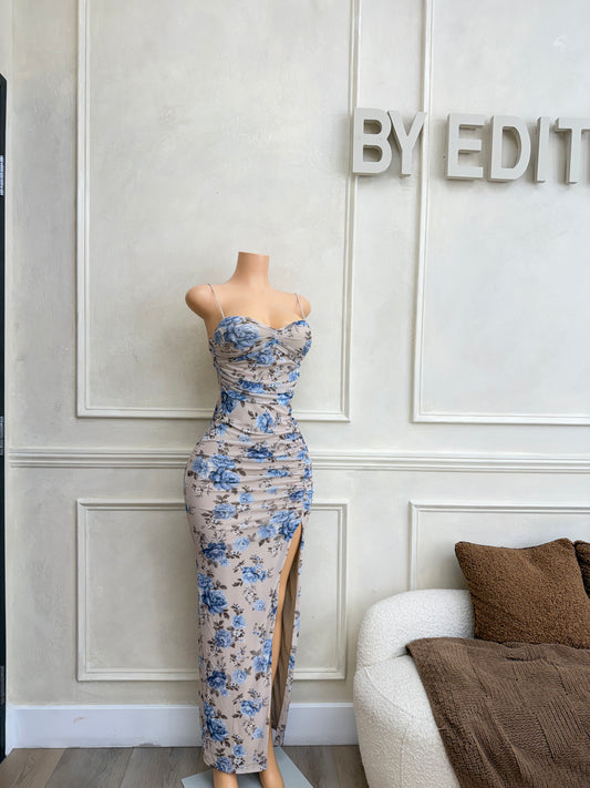 Blue floral maxi dress