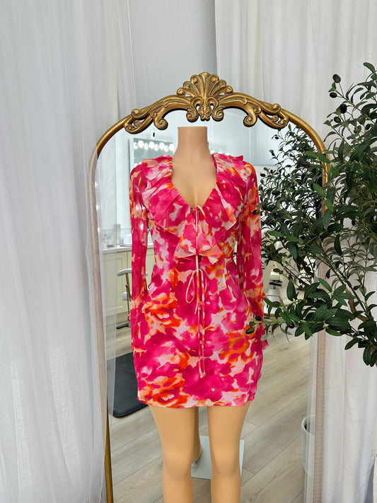 Flowered mesh dress