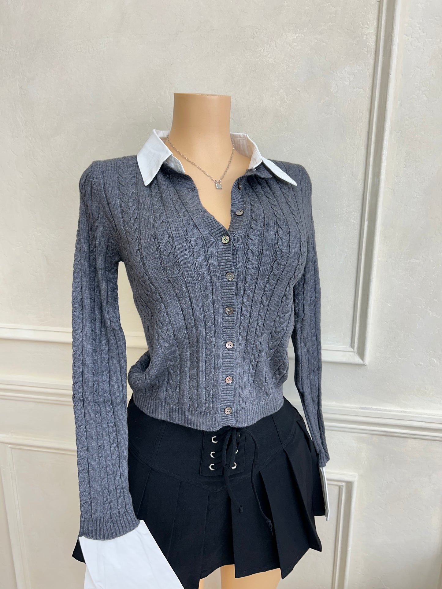 sandy cable knit sweater long sleeve  cardigan top