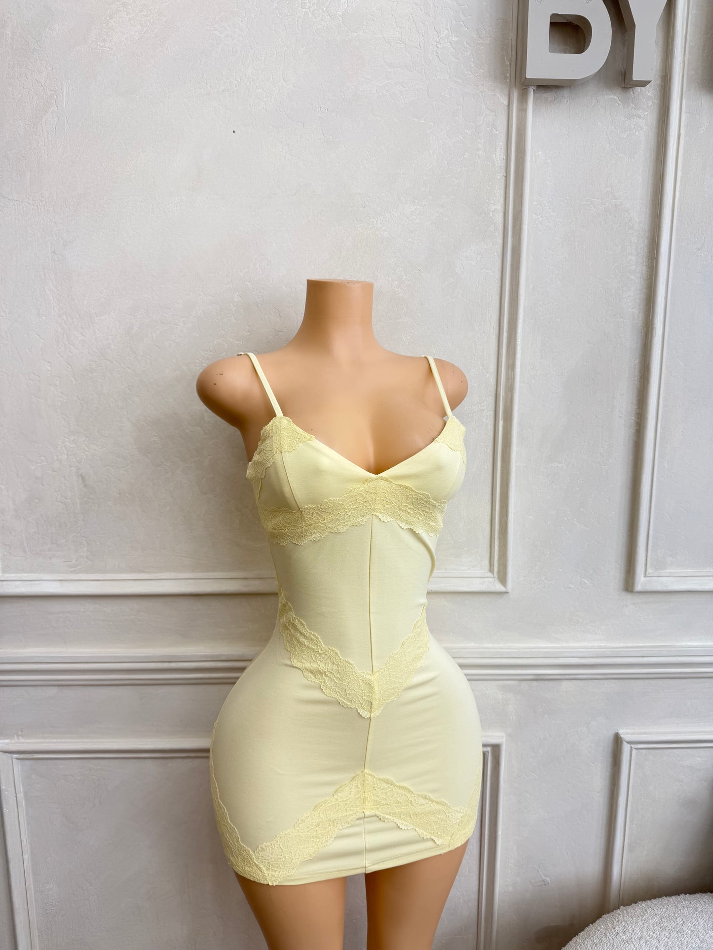 Yellow lace detail dress
