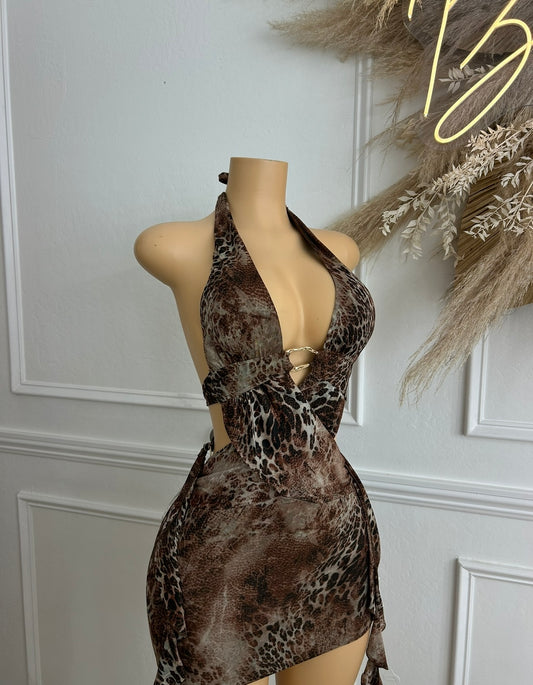 Halter animal print dress