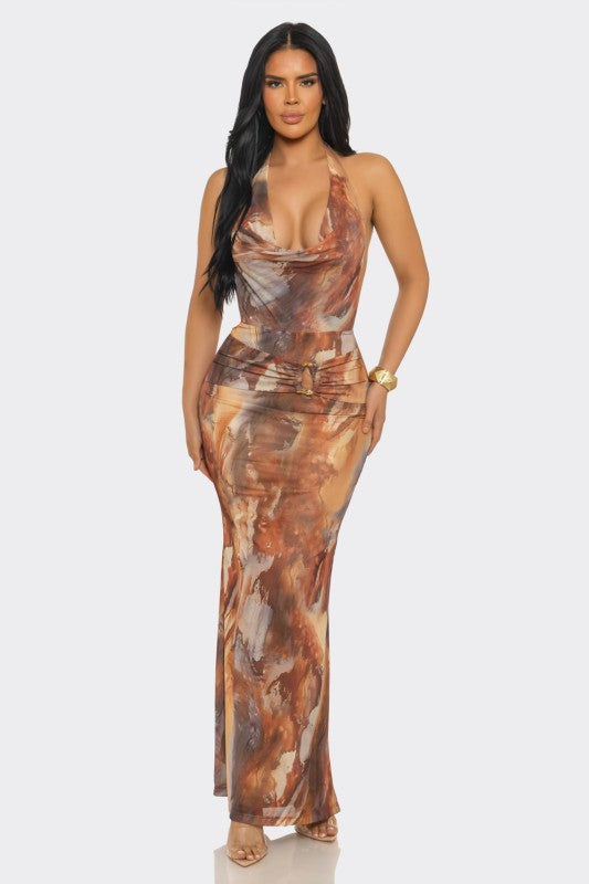 Deep V Neck Maxi Dress