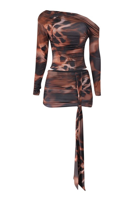 Off shoulder top and skirt set