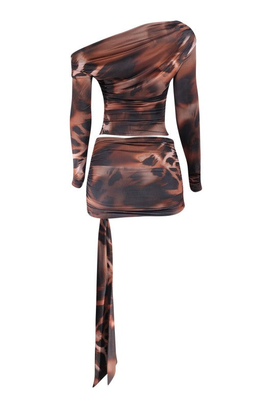 Off shoulder top and skirt set